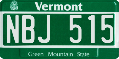 VT license plate NBJ515