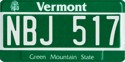 VT license plate NBJ517