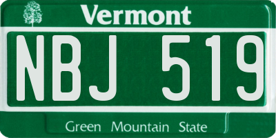 VT license plate NBJ519