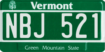 VT license plate NBJ521