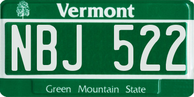 VT license plate NBJ522