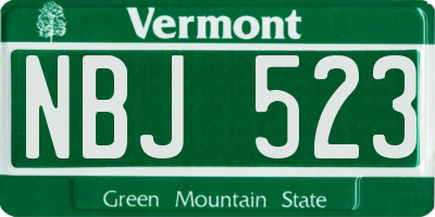 VT license plate NBJ523