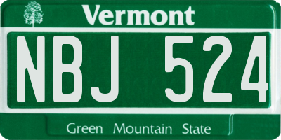 VT license plate NBJ524