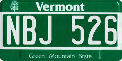 VT license plate NBJ526