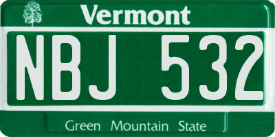 VT license plate NBJ532