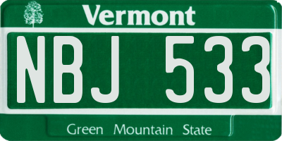 VT license plate NBJ533