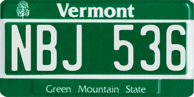 VT license plate NBJ536