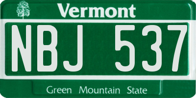VT license plate NBJ537