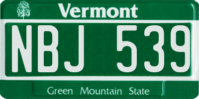 VT license plate NBJ539