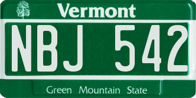 VT license plate NBJ542