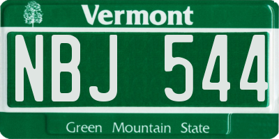 VT license plate NBJ544
