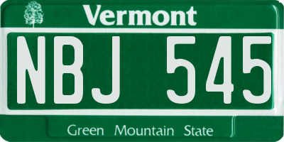 VT license plate NBJ545