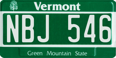 VT license plate NBJ546