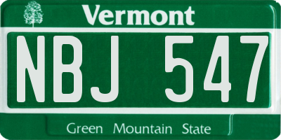 VT license plate NBJ547