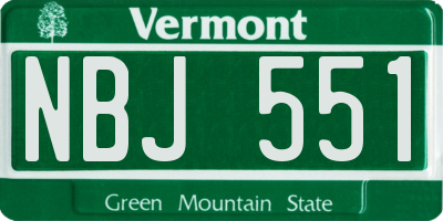 VT license plate NBJ551