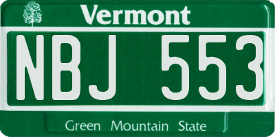 VT license plate NBJ553