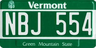 VT license plate NBJ554