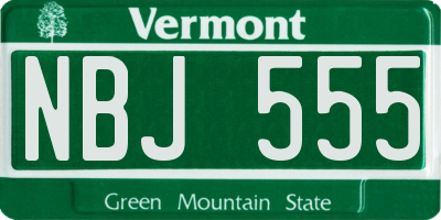VT license plate NBJ555