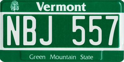VT license plate NBJ557