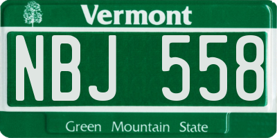 VT license plate NBJ558