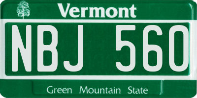 VT license plate NBJ560