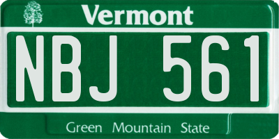 VT license plate NBJ561