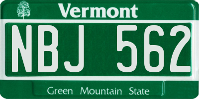 VT license plate NBJ562