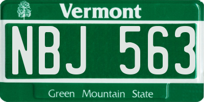 VT license plate NBJ563