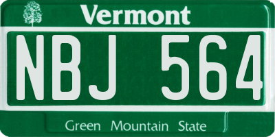 VT license plate NBJ564