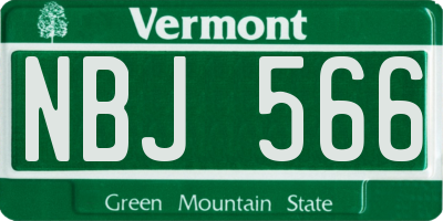 VT license plate NBJ566