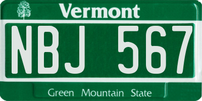 VT license plate NBJ567