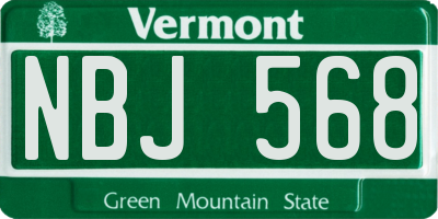 VT license plate NBJ568