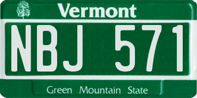 VT license plate NBJ571