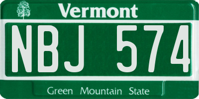 VT license plate NBJ574