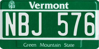 VT license plate NBJ576