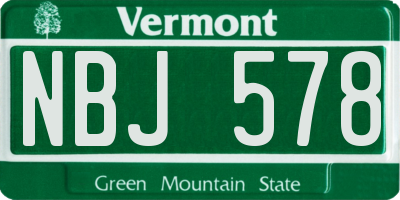 VT license plate NBJ578