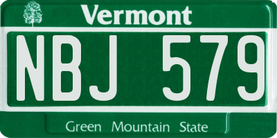 VT license plate NBJ579