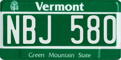 VT license plate NBJ580