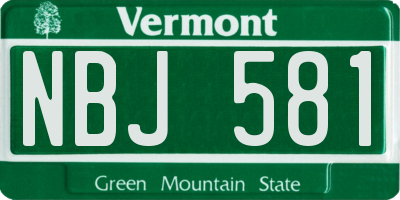 VT license plate NBJ581