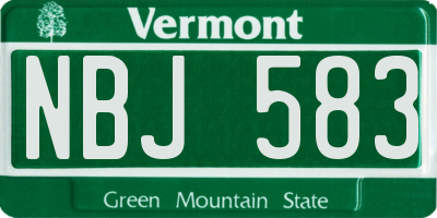 VT license plate NBJ583