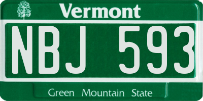 VT license plate NBJ593