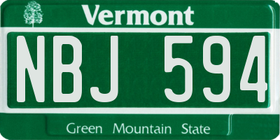 VT license plate NBJ594