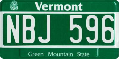 VT license plate NBJ596