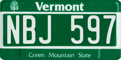 VT license plate NBJ597