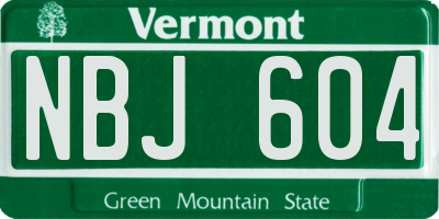 VT license plate NBJ604