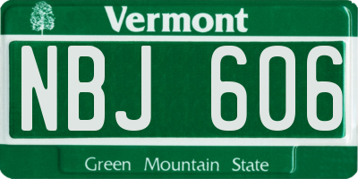 VT license plate NBJ606