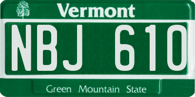 VT license plate NBJ610