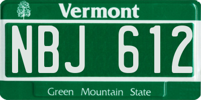 VT license plate NBJ612