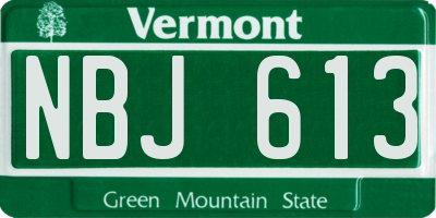 VT license plate NBJ613