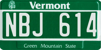 VT license plate NBJ614